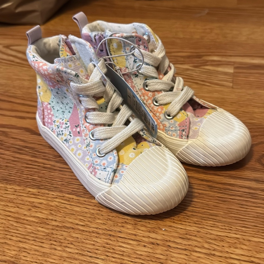 CAT & JACK HI-TOPS TODDLER SHANE LACE UP ZIPPER FLORAL SNEAKERS SIZE 9 TARGET